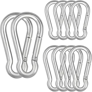 Topbuti 10 pcs Spring Snap Carabiner Hook Heavy Duty 304 Stainless Steel Quick Link Snap Hook Clips 5x50 6x60 8x80mm