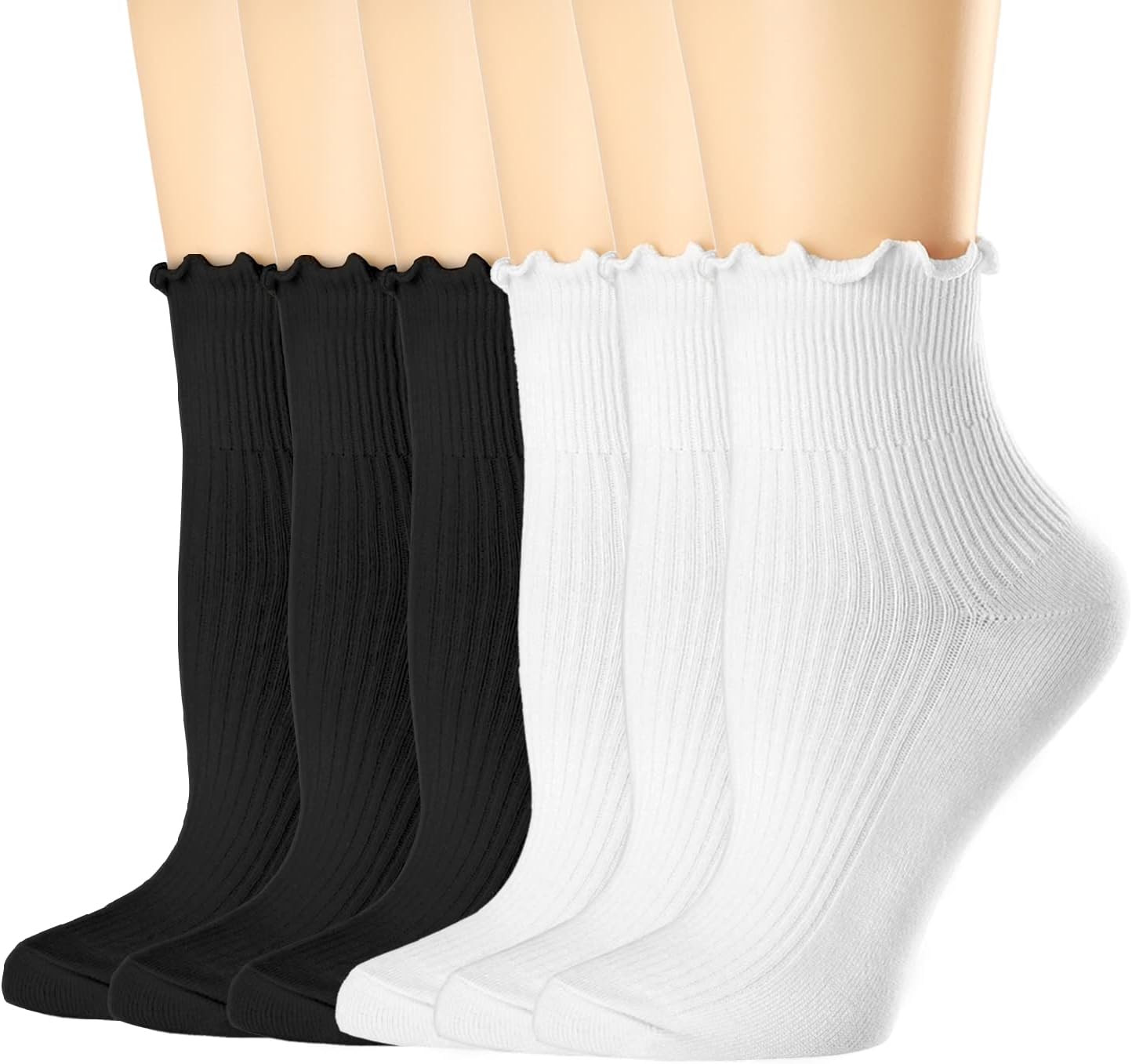 Mcool Mary Womens Ruffle Socks, Cute Ankle Winter Warm Knit Cotton Frilly Sock 6 Pack