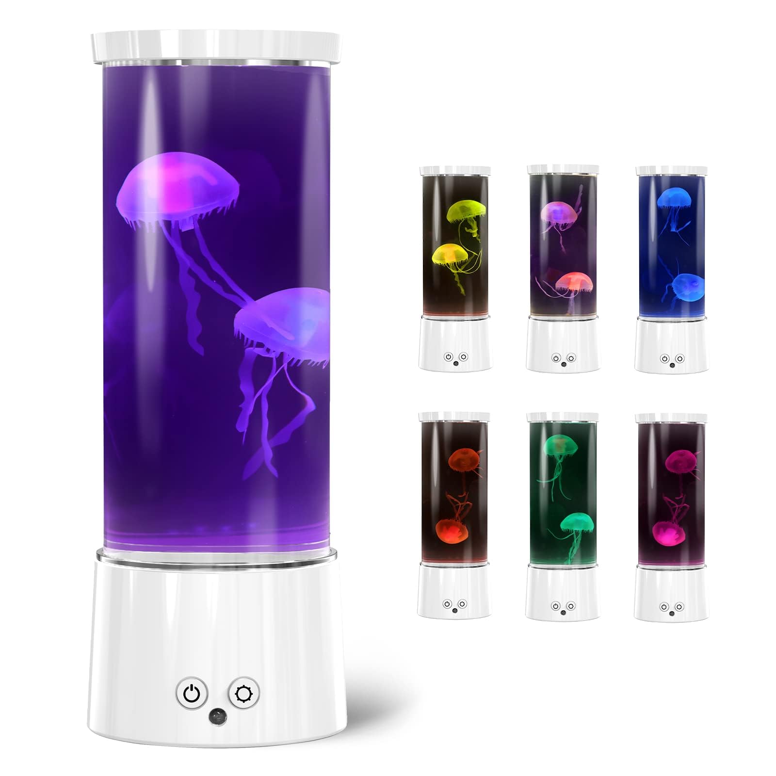 FBSPORT Lampe Meduse Lumineuse Aquarium 17 Couleurs Changeantes Jellyfish Lamp avec Télécommande, Alimenté par Batterie/USB Relaxante Light pour Enfants Hommes Femmes Décoration Cadeau