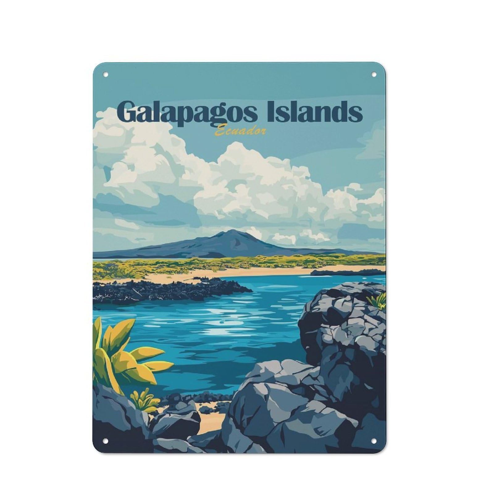 Junmoney Style-19 Galapagos Islands Ecuador Travel Retro Metal Wall Decor 40X30cm, Vintage Tin Sign For Coffee Bar, Kitchen, Bistro Or Tea Corner