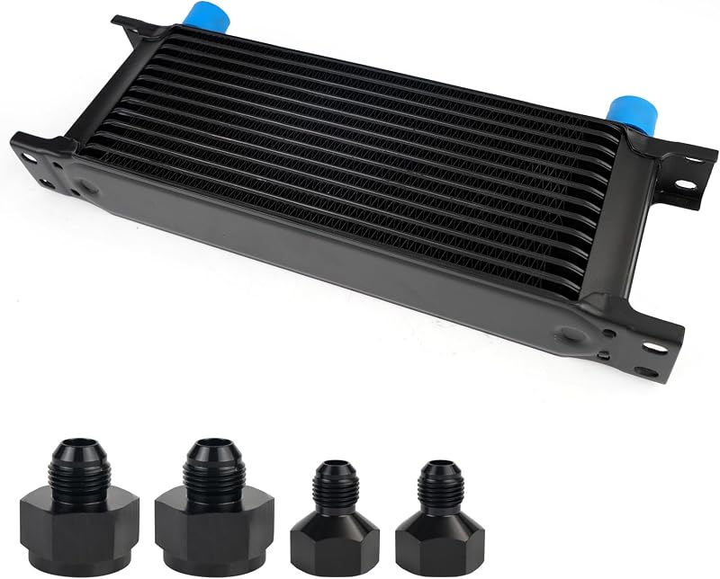 Kit de resfriador de óleo do motor e transmissão HTRACING 13 fileiras AN10 com adaptadores 6AN e 8AN – Preto