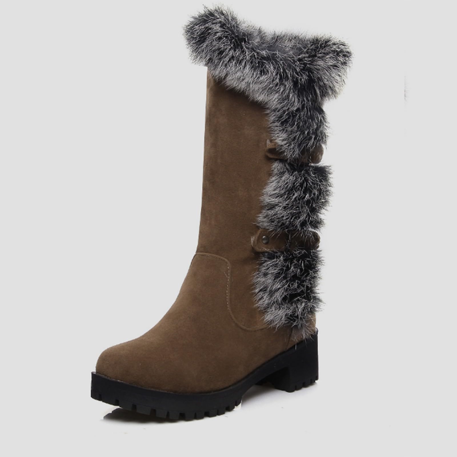 Botines con relleno para mujer bota de invierno mosmota 2025 nuevo bota con correa de hebilla bota elegante y versátil bota de nieve zapatos botas mujer ante talón bloque talla grande