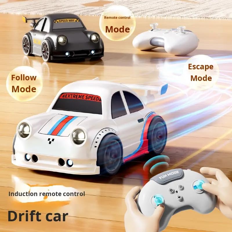 Image of SUPER TOY Remote Control Intelligent Sensor Drift Car for Kids - 4 Wheel Drive Mini RC Drifting Car with Follow Me, Escape Mode, Music & LED Lights Toy Gifts for Boys Girls