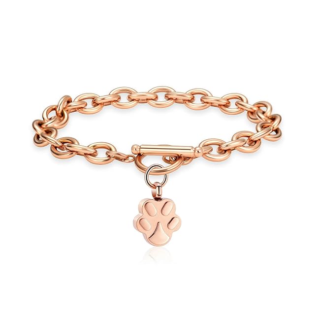 MYPOWER Pulsera de urna con Huella de Pata de Mascota, joyería de cremación para Cenizas de Perros o Gatos