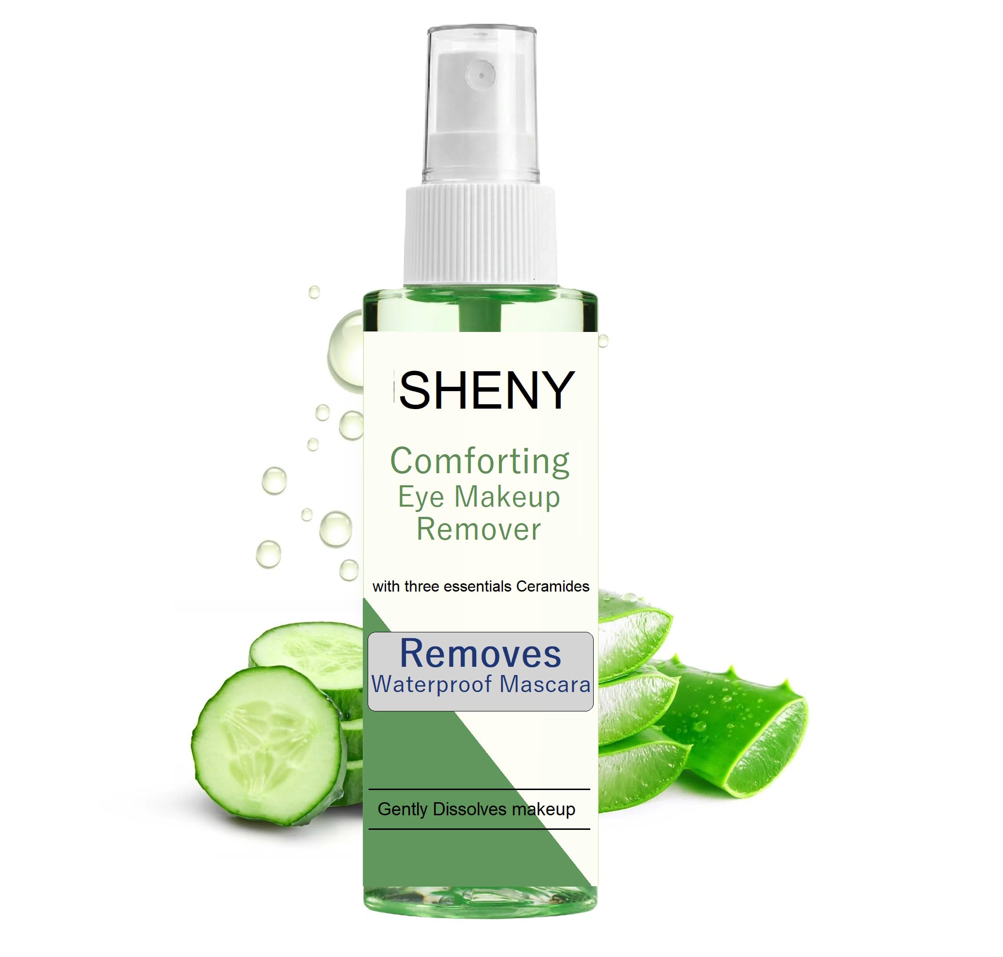 SHENY Comforting Eye Makeup Remover with Three Ceramides | Removes Waterproof Mascara, Gently Dissolves Makeup, Aloe Vera Formula, Cucumber Extract, Spray Bottle-image-10