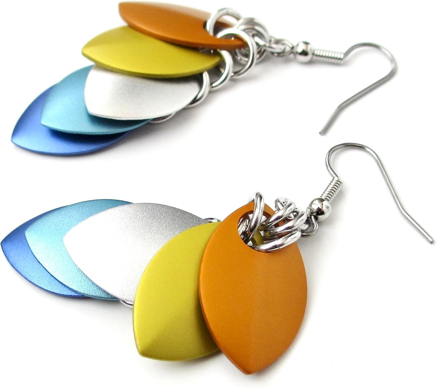 Aroace pride earrings, handmade LGBTQIA chainmail dragon scales jewelry