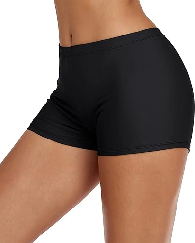Miniatura 4 de Pantalones cortos de natación para mujer, elásticos, parte inferior de tankini sólida, parte inferior de traje de baño deportivo