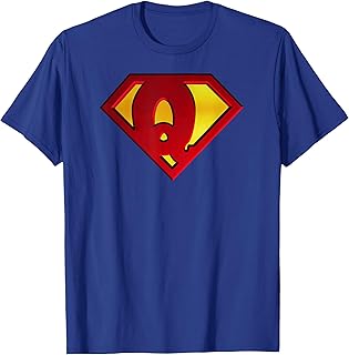 Funny Superhero Shield Letter Q Name Gift Tee Shirt T-Shirt