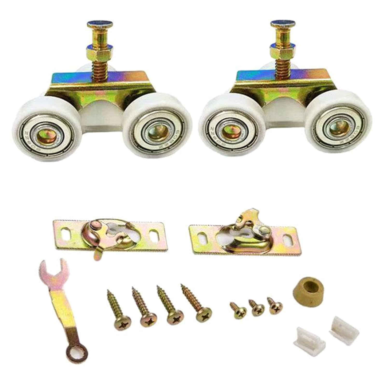 Kalttoy Multicolor Zinc Alloy Sliding Door Pulley Replacement Quiet Rotating Wheel, Top Hanger Rollers Assembly Hardware Top Hanger Rollers Wheel Assembly