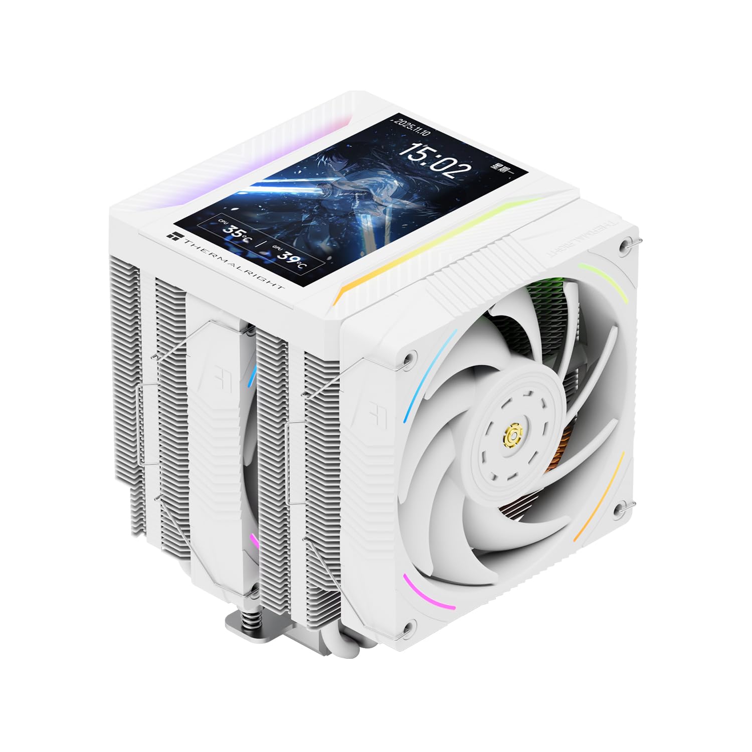 Thermalright Peerless Assassin 120 Vision MAX ARGB White CPU Cooler, PC Heatsink Cooler 6 Heat Pipes, 5’’ Magnetic Display Screen with 480x854 Resolution,for AM4/AM5 and Intel LGA1700/1851 - 1