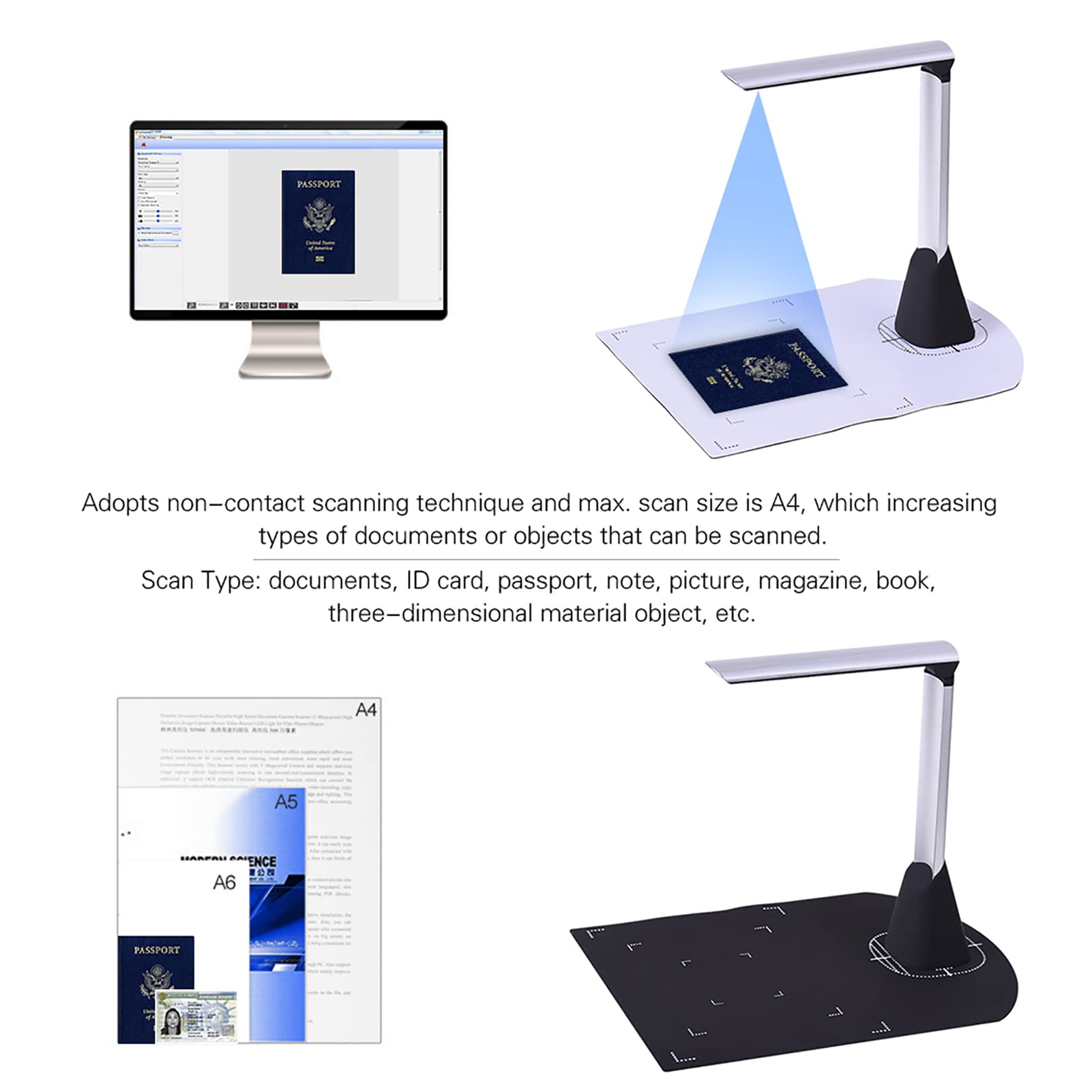 Domary Scanner per Documenti Portatile con Sensore CMOS HD da 5 MP, Formato