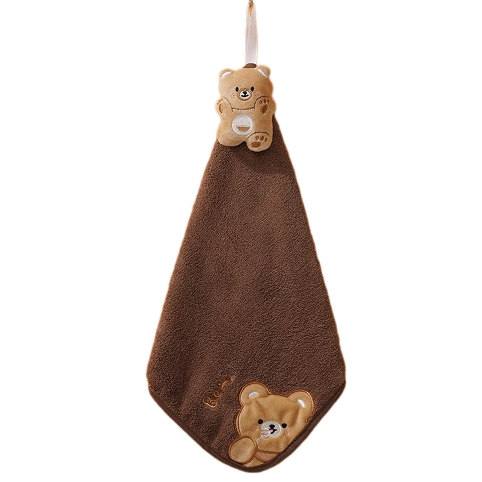 WSQHAO 3Pcs Animal Patterns Hand Towels Soft Absorbent Fast Drying For Kitchens And Bathrooms for Hand(Coffee)
