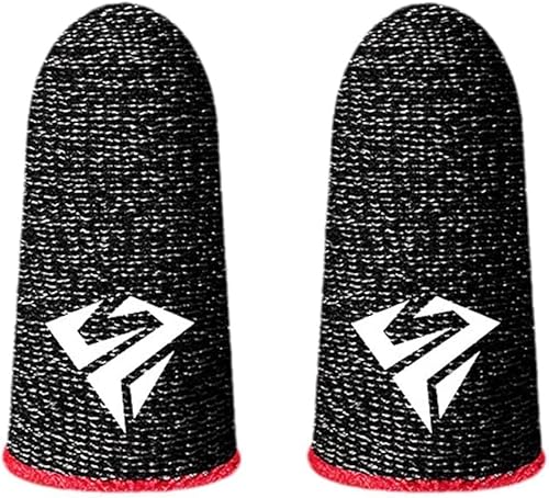 1 Pair for Pubg Mobile Games Gaming Finger Sleeve Breathable Fingertips Sweatproof Fingertip for Mobile Cove Slip, Gaming Accessories (Red)