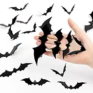 Halloween Decorations - 60 Pcs Halloween Bats Wall Decor, 3D Black Bat Stickers for Party Indoor Outdoor Party Supplies, Scary Bats for Wall Decals for Home, Window & Party Decorations