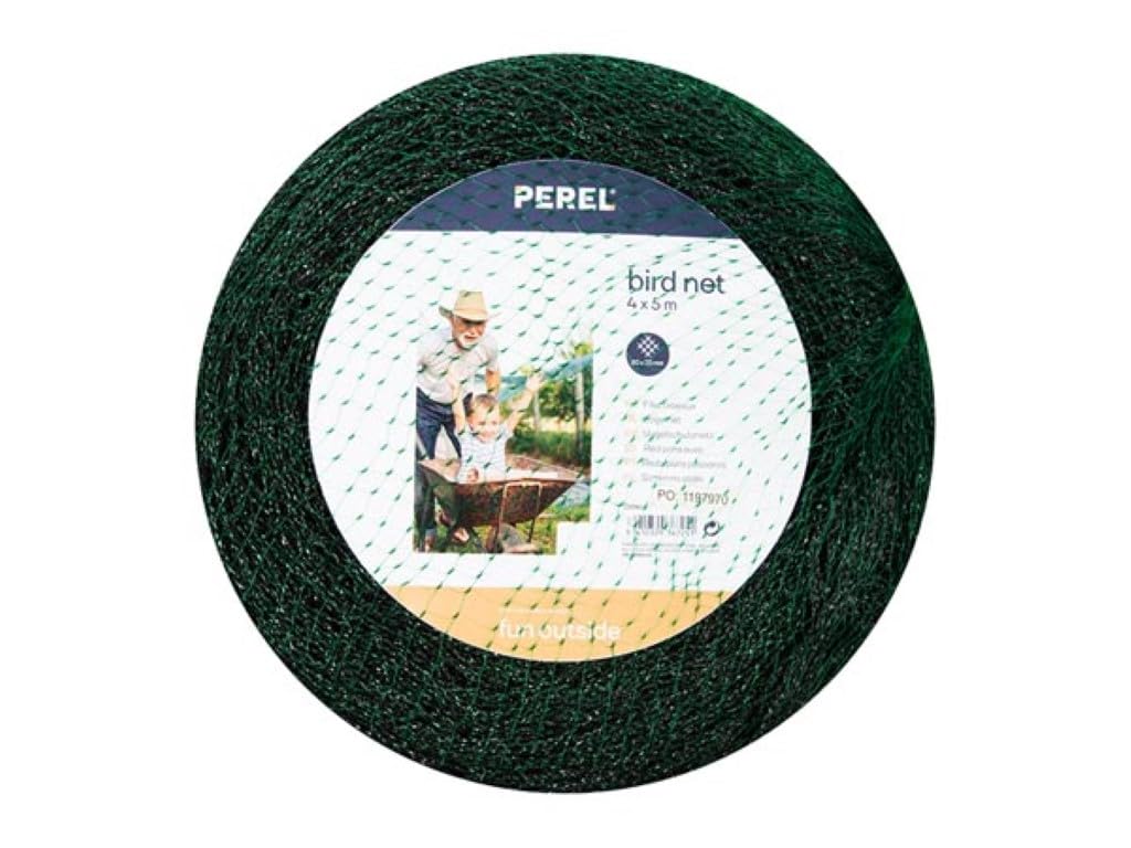PEREL Vogelschutznetz | Vogelschutznetz aus Polyester, 4 x 5 m, Grün, Maschenweite 2 cm²