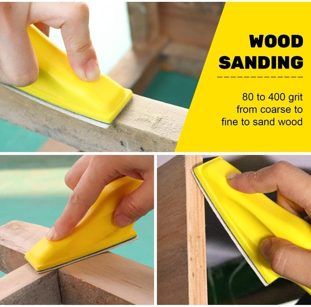 SHENGANG 50 Pcs Micro Sander Kit 3.5” x 1” Mini Sander Detail Hand Sanding Tools Sandpaper Assorted Grit For DIY Crafts Wood Polishing