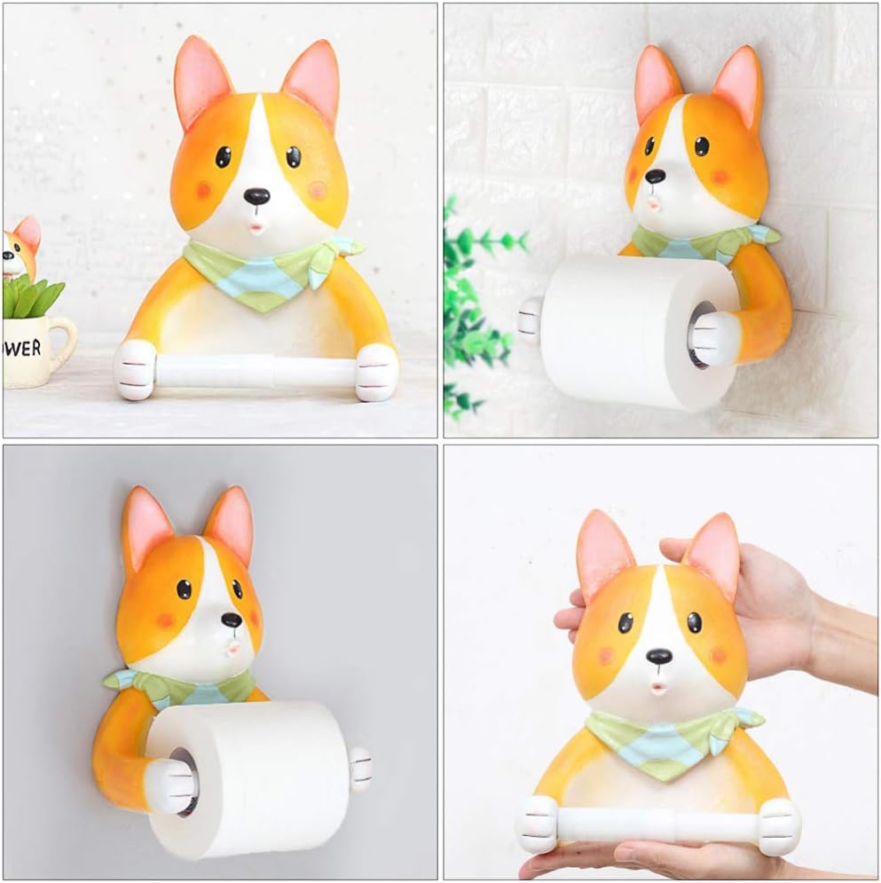 Homoyoyo 1pc Corgi Design Hanging Toilet Tissue Holder Cute Wall Rack for Bathroom Office Kitchen and Living Room Functional Storage Organizer for Clean and Tidy Spaces