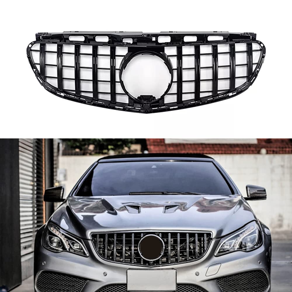 GT Style Front Grille Grill for Mercedes W212 E200 E250 E300 E350 E400 4-Door Sedan 2014-2016 (Black)
