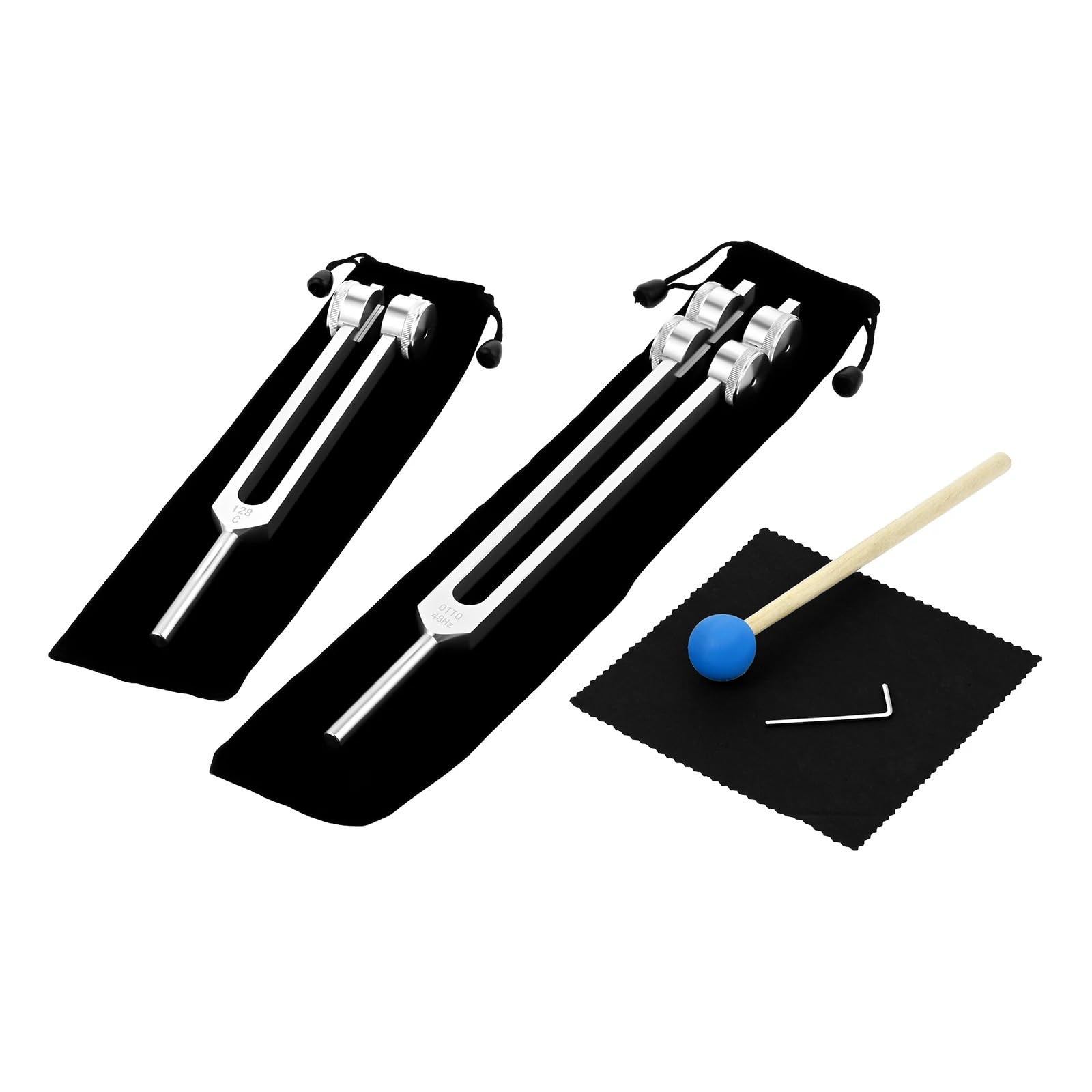Otto 48hz 128c Afinador ponderado Diapasón de aleación aluminio para prácticas médicas Bolsa almacenamiento Instrumento musical