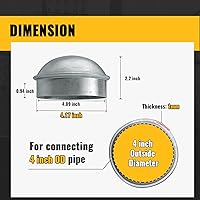 Vista 3 de VIVIDA Tapas de poste de enlace de cadena de 4 pulgadas, tapas de poste de valla galvanizadas, para tubo de 4 pulgadas de diámetro exterior, piezas