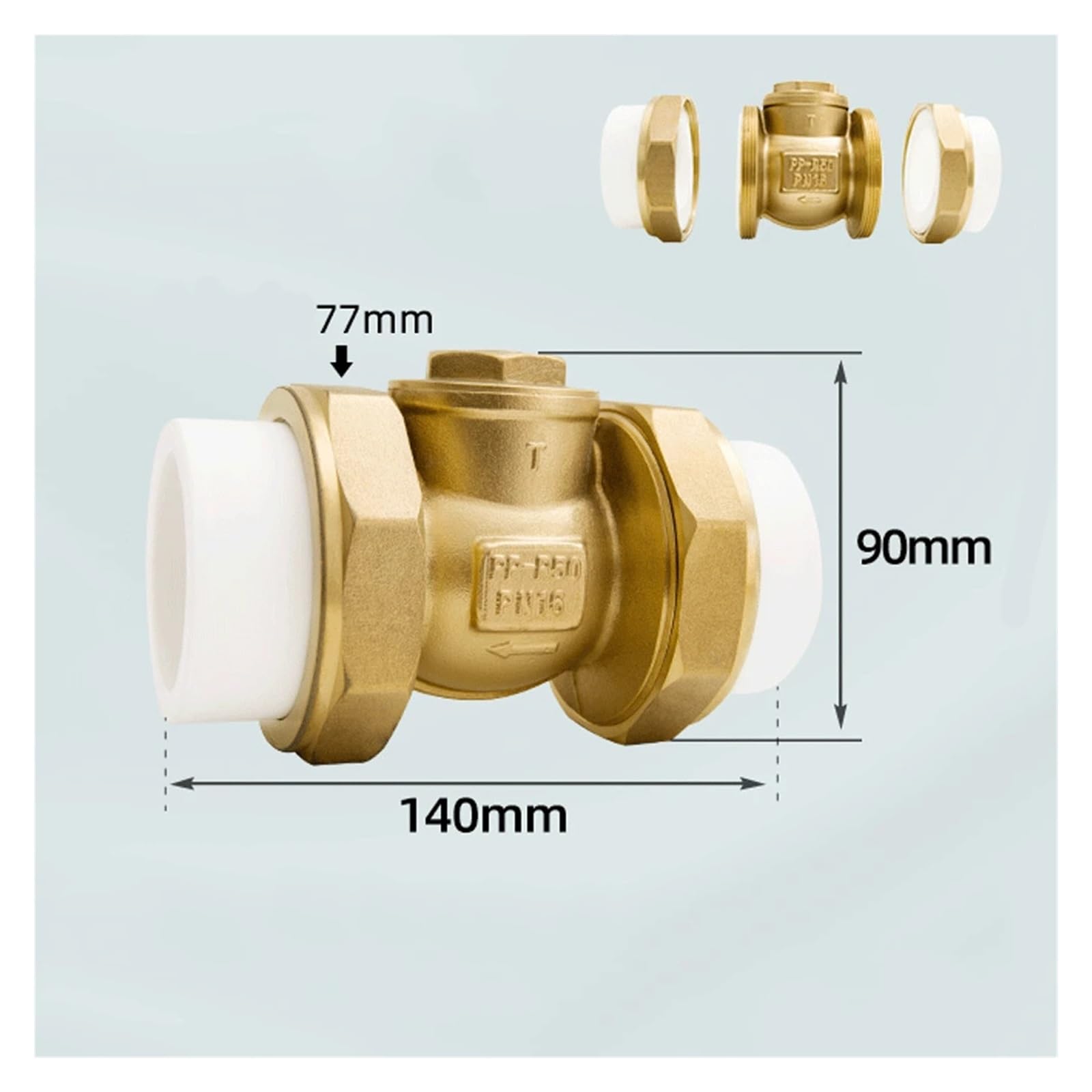 PPR Pipe PE Pipe Water Pipe Check Valve Union Pipe Fitting Water Meter Tap Water Meter Tube Brass DN20 DN25 DN50 Connection Pipe(50mm PPR White)