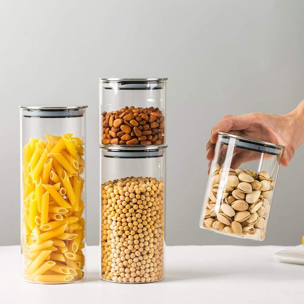 Amazon.co.jp: 300/500/750 / 1000Mlガラス収納ジャー気密キッチン食品