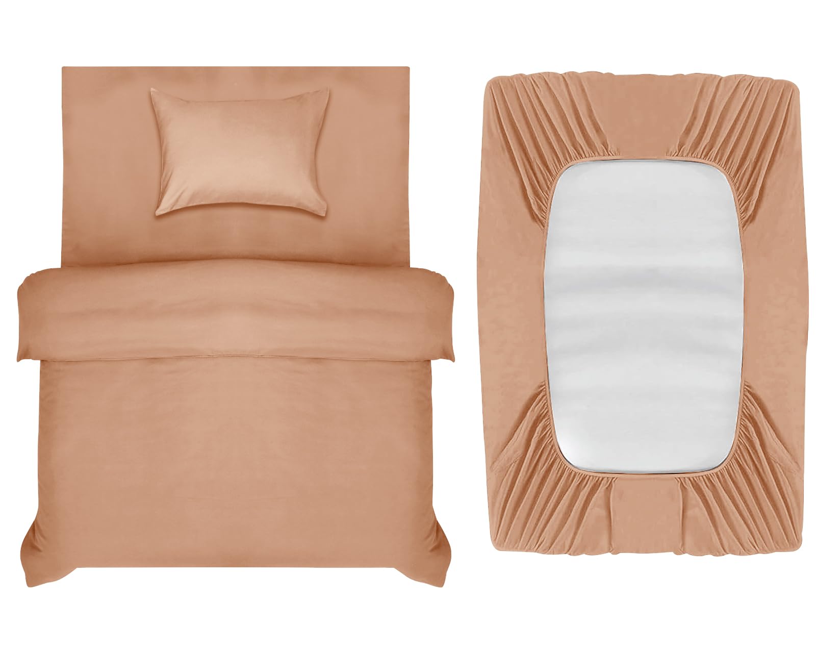 INSPIRE HOMEWARE Single Duvet Cover Set - Duvet Cover,Fitted Sheet with Pillowcase - Premium Brushed Microfiber 3 piece Single Bedding Sets - Peach Quilt Cover Set for All Seasons — image 1