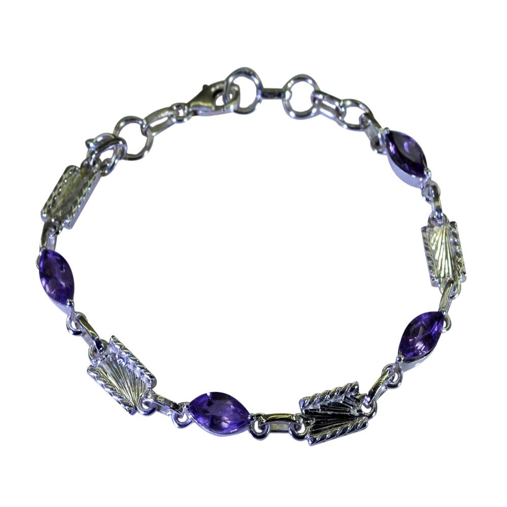 Bracelet améthyste véritable en argent ajustable fini les bijoux perdus