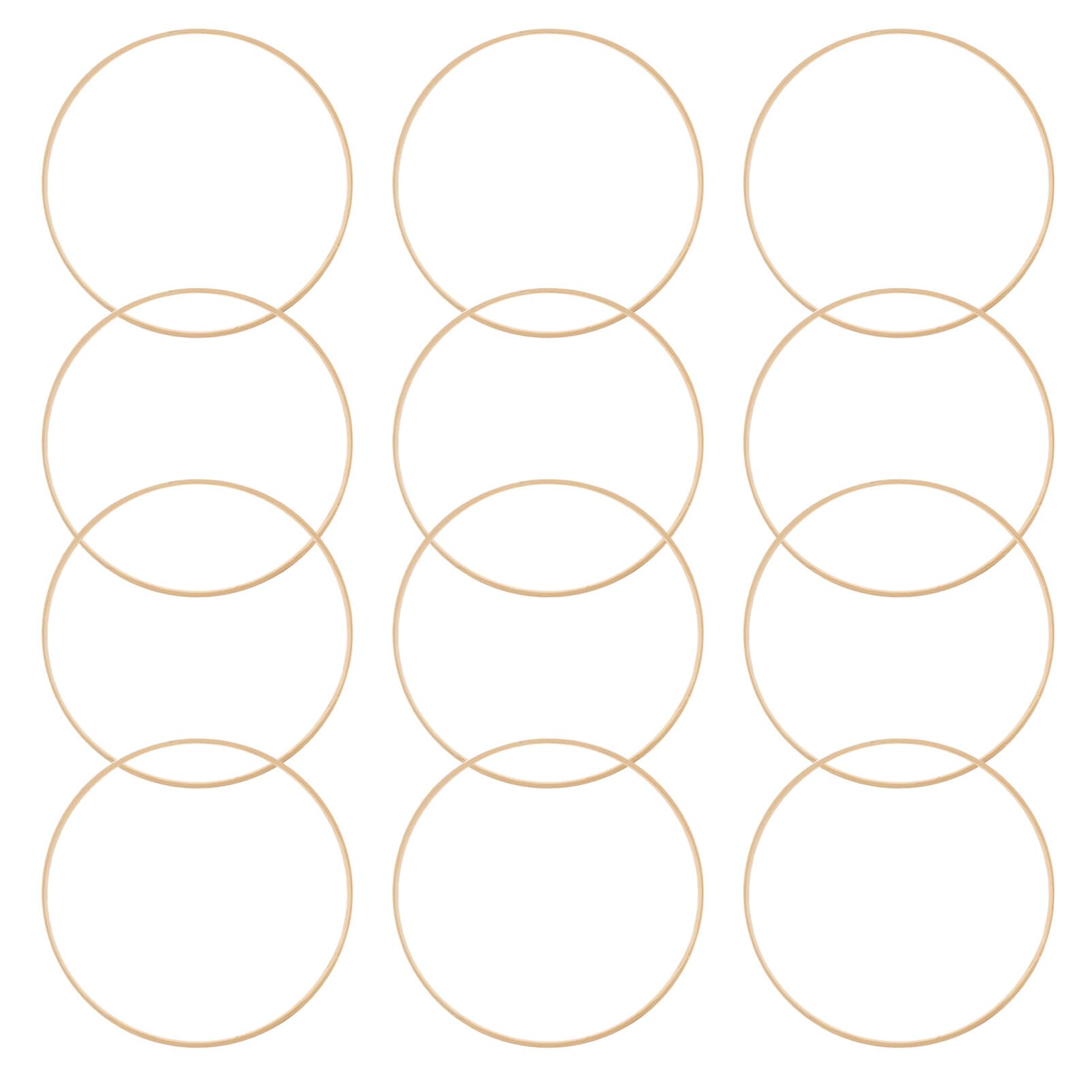 LIFKOME 12pcs 9 Inch Wooden Bamboo Floral Hoops Wreath Rings Dream Catcher DIY Rings Round Craft Making for DIY Wedding Wreath Decor Dream Catcher and Macrame Wall Hanging Crafts