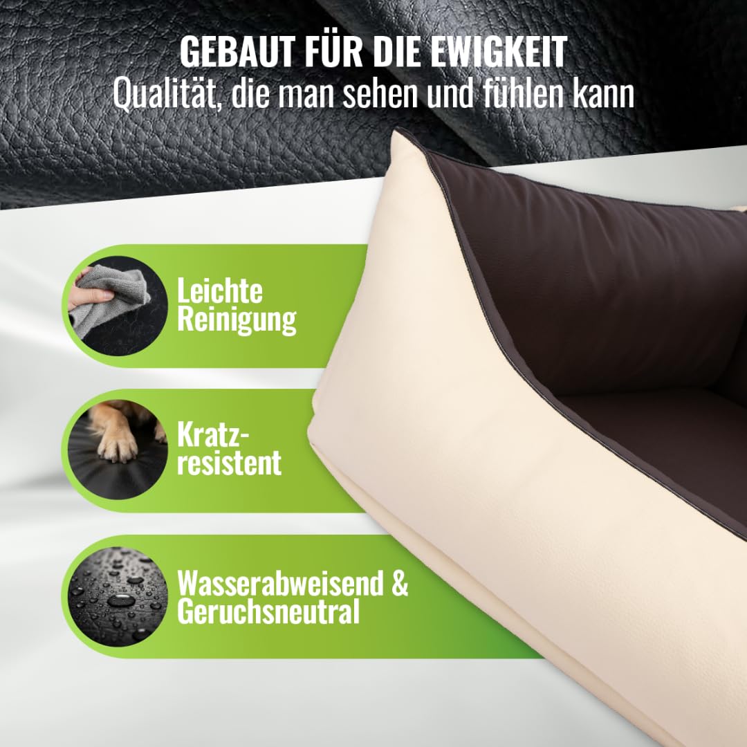 Cama para perros CopcoPet Rocco 2 en 1, impermeable y de piel sintética, con colchón de plástico para perros con espuma de copos o espuma viscoelástica ortopédica