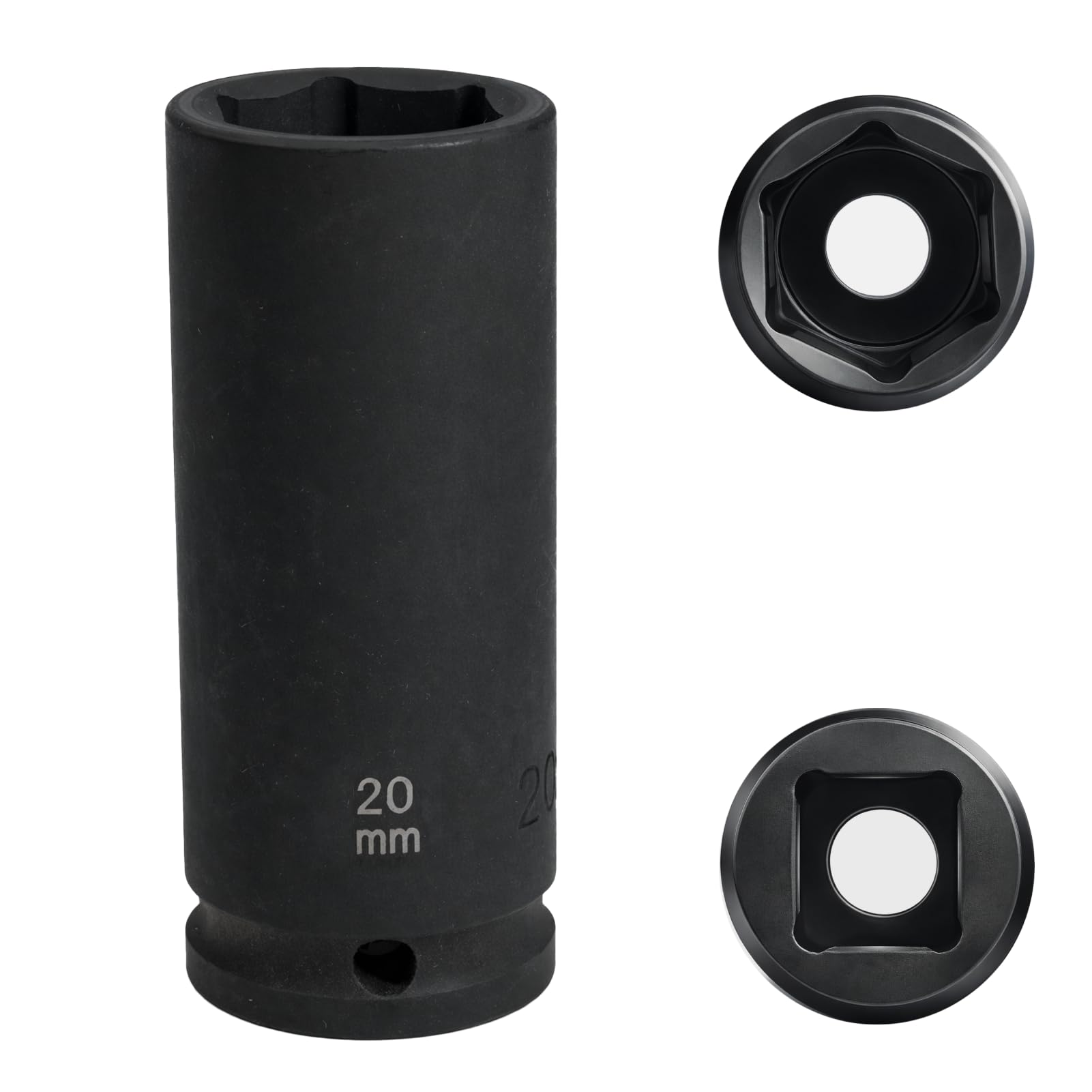 Flewdart 20mm deep Impact Socket 1/2 Drive, 20 mm 1/2" Square Drive 6 Point Cr-Mo, 78mm Length (1/2 20mm)