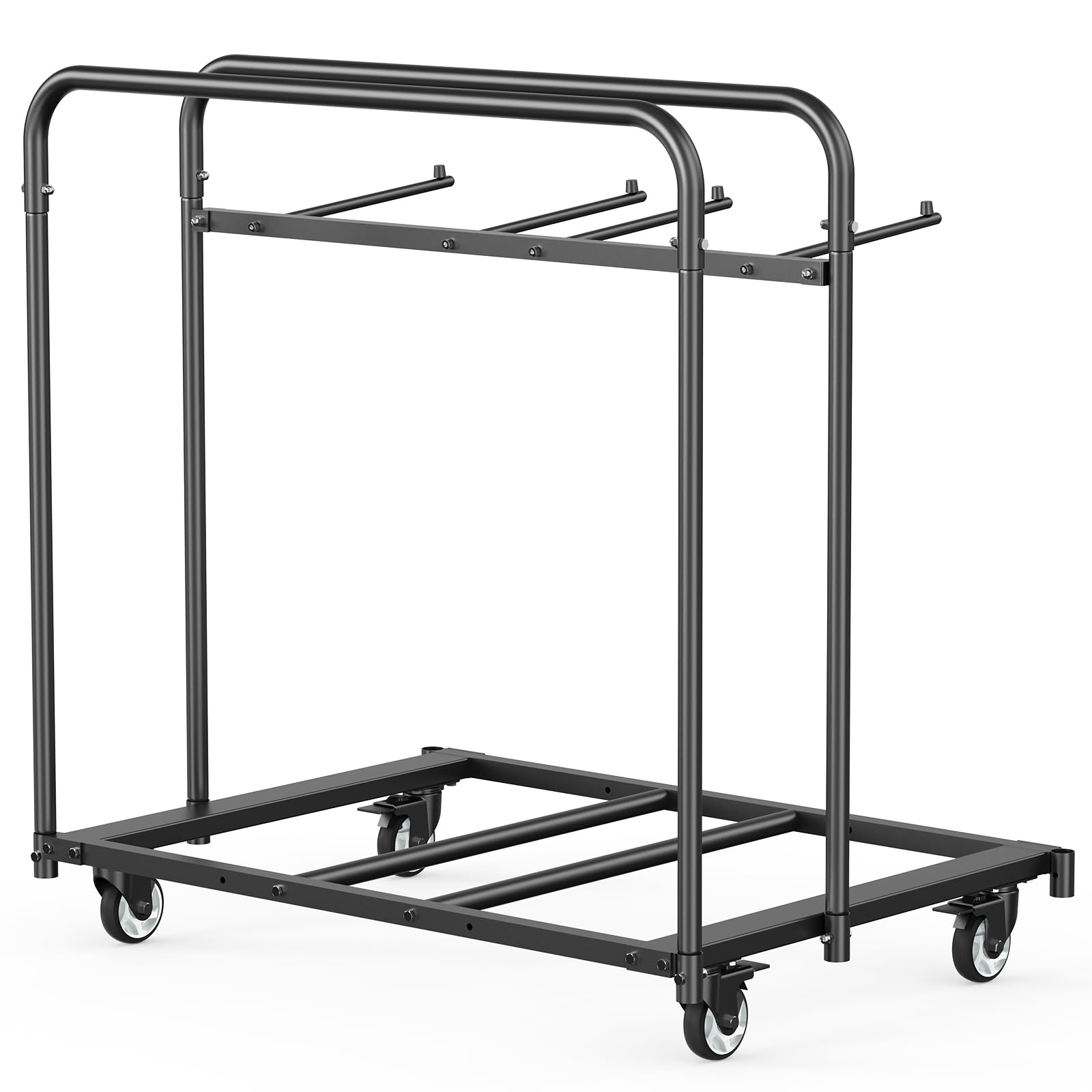 VEVOR Stuhlkarre, Klappstuhlwagen, 180 kg, für 5 Tische + 14 Stühle, Stuhlaufbewahrungswagen mit Stuhlhalter mit Lenkrollen & Feststellrädern, für Partyveranstaltungen, Hotels, Mattschwarz