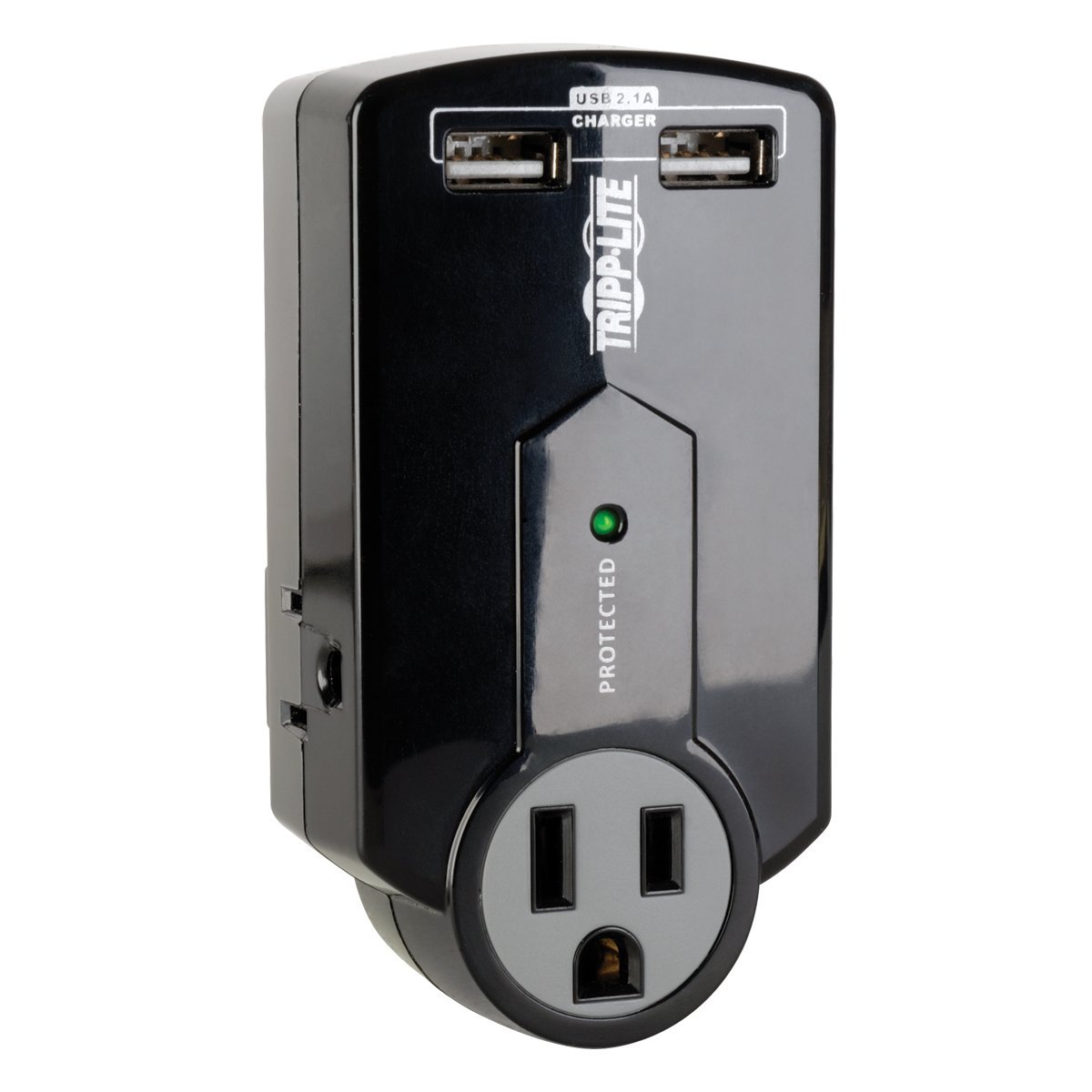 Tripp Lite Protect It! 3-Outlet Surge Protector, Direct Plug-in, 540 Joules, 2.1A USB Charger