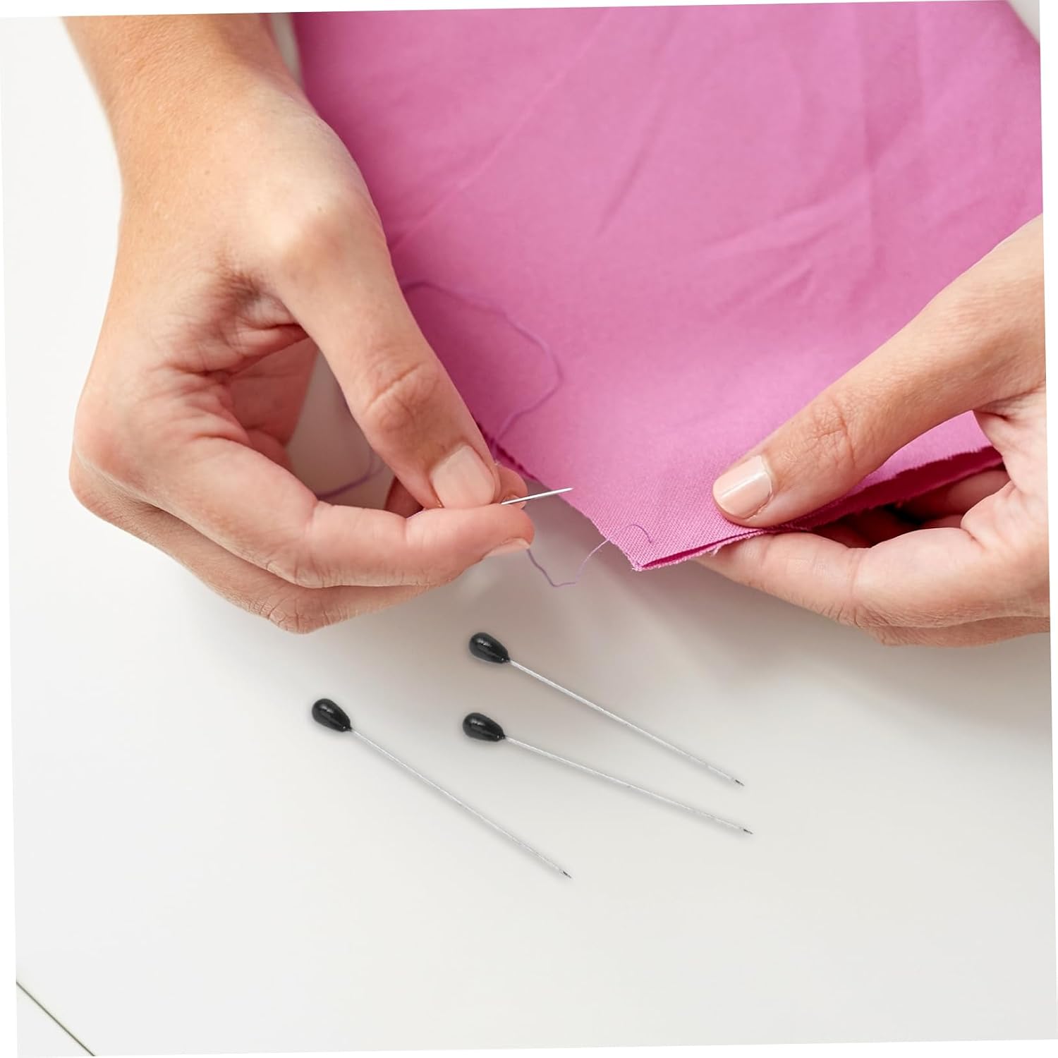 VILLCASE 100pcs Teardrop Pearl Head Pins for Sewing Quilting and Crafts Large Safety Pins for Fabric Dressmaking and DIY Projects Gentle Fabrics Easy Gripping Durable Design