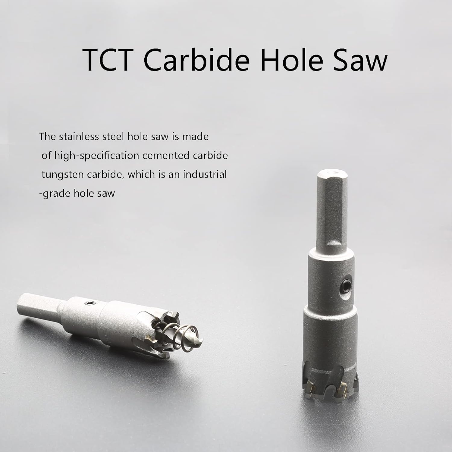 3/4" (19mm) TCT Carbide Hole Saw, Metal Hole Cutter Drill Bit, Stainless Steel, Silver, Hole Saw, Plastic, Wood, Metal, Tungsten Carbide