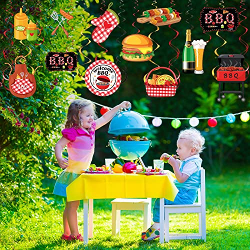 Image of Ireer 52 Pcs Summer Picnic Party Hanging Decor Picnic Birthday Hanging Swirl BBQ Decoration Swirls for Barbecue Decor for Birthday Carnival Summer BBQ Party Supplies Decoration (Classic)