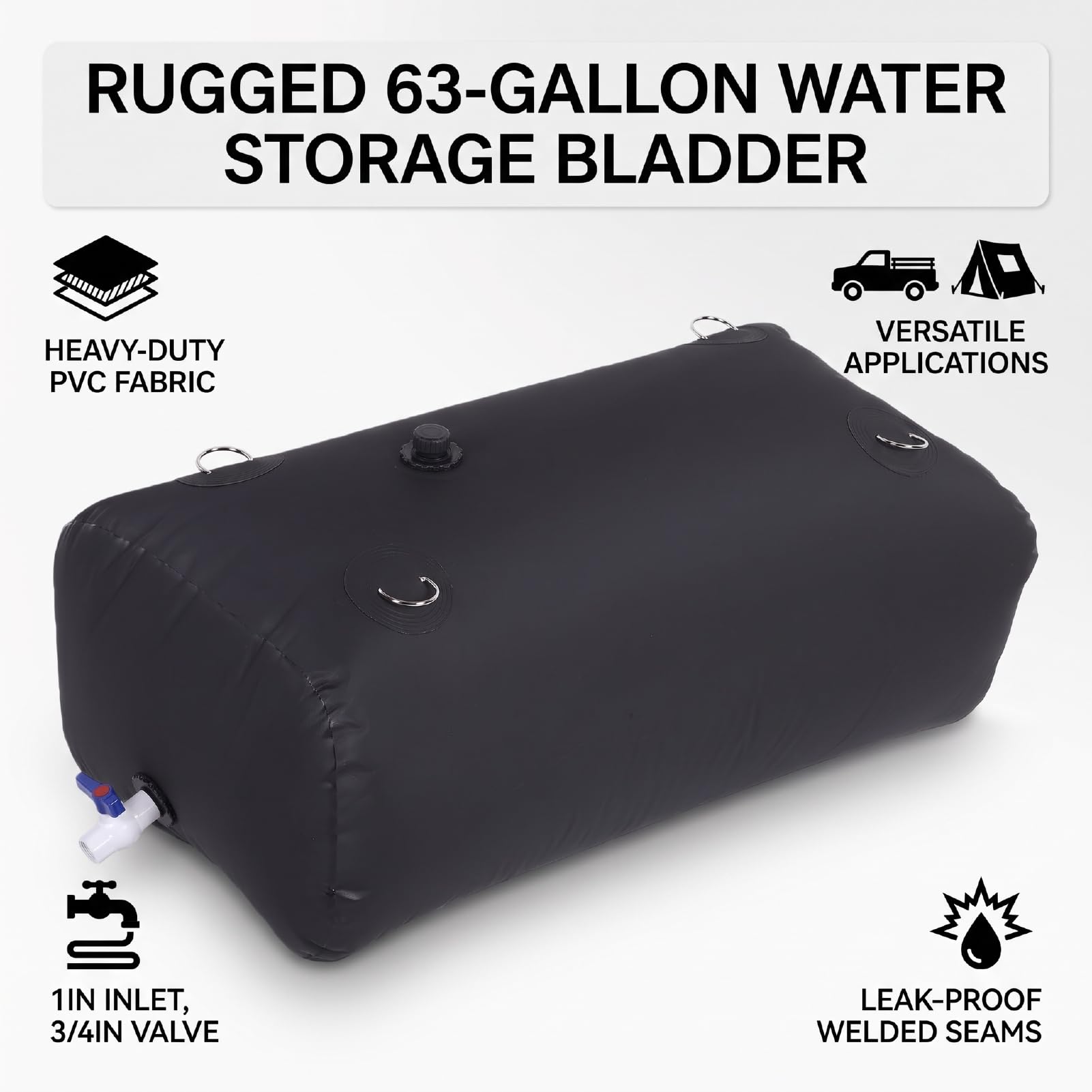 Vejiga de Almacenamiento de Agua de 63 Galones Negro