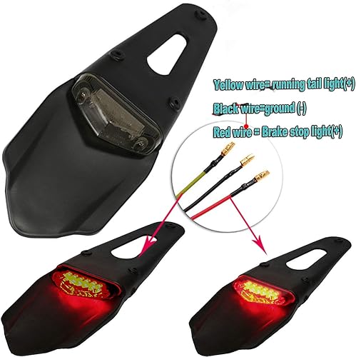 Miniatura 4 de Soporte universal de guardabarros trasero de 12 V, luces LED de freno para Honda, Yamaha, motocicleta todoterreno personalizable, MX Dual Sport Pit