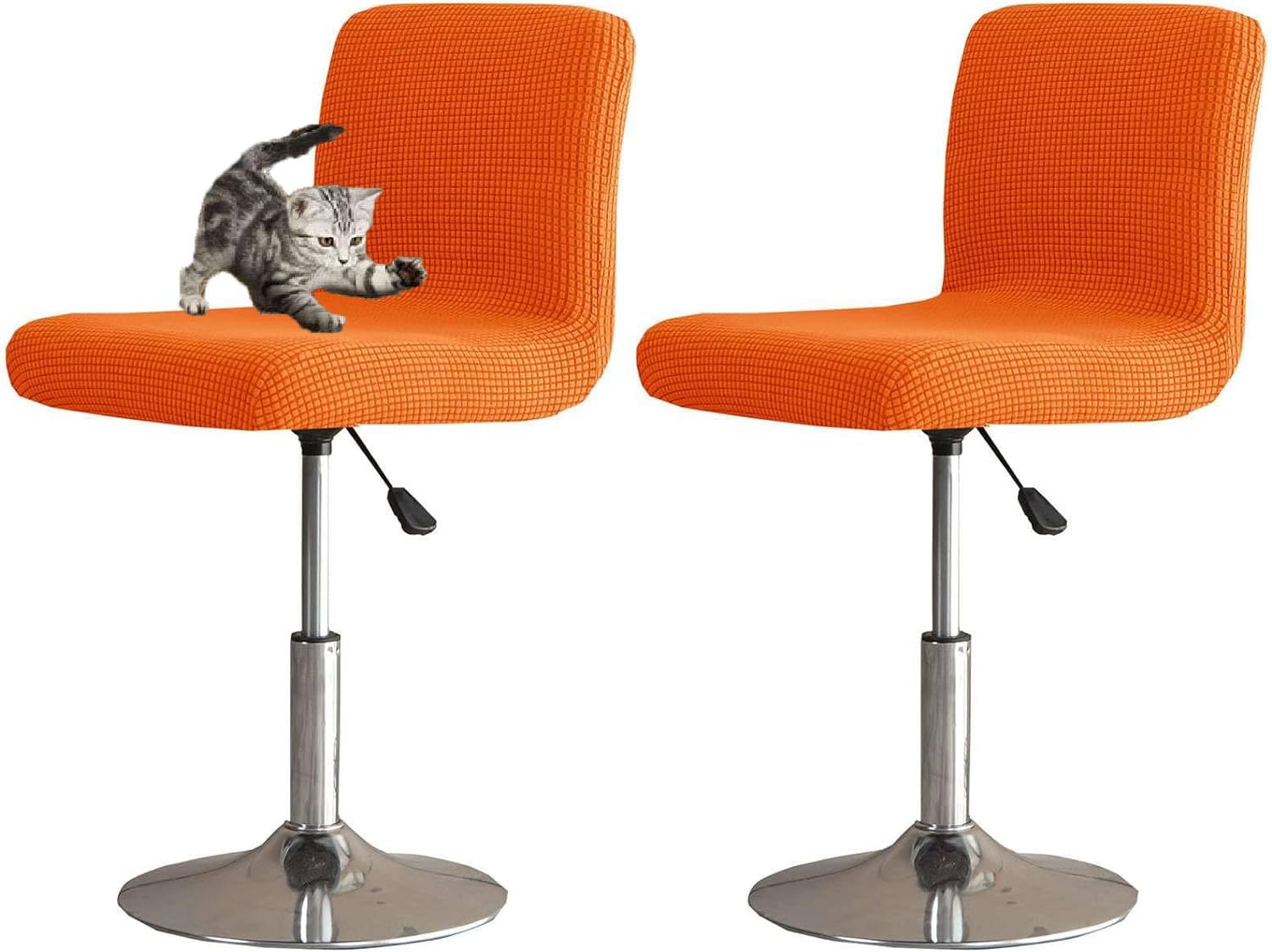 HACLEN Bar Stool Covers with Backs Set of 6 4 2, Stretch Pub Counter Stool Covers, Removable Barstool Covers Slipcovers for Bar (Orange,6 PCS)