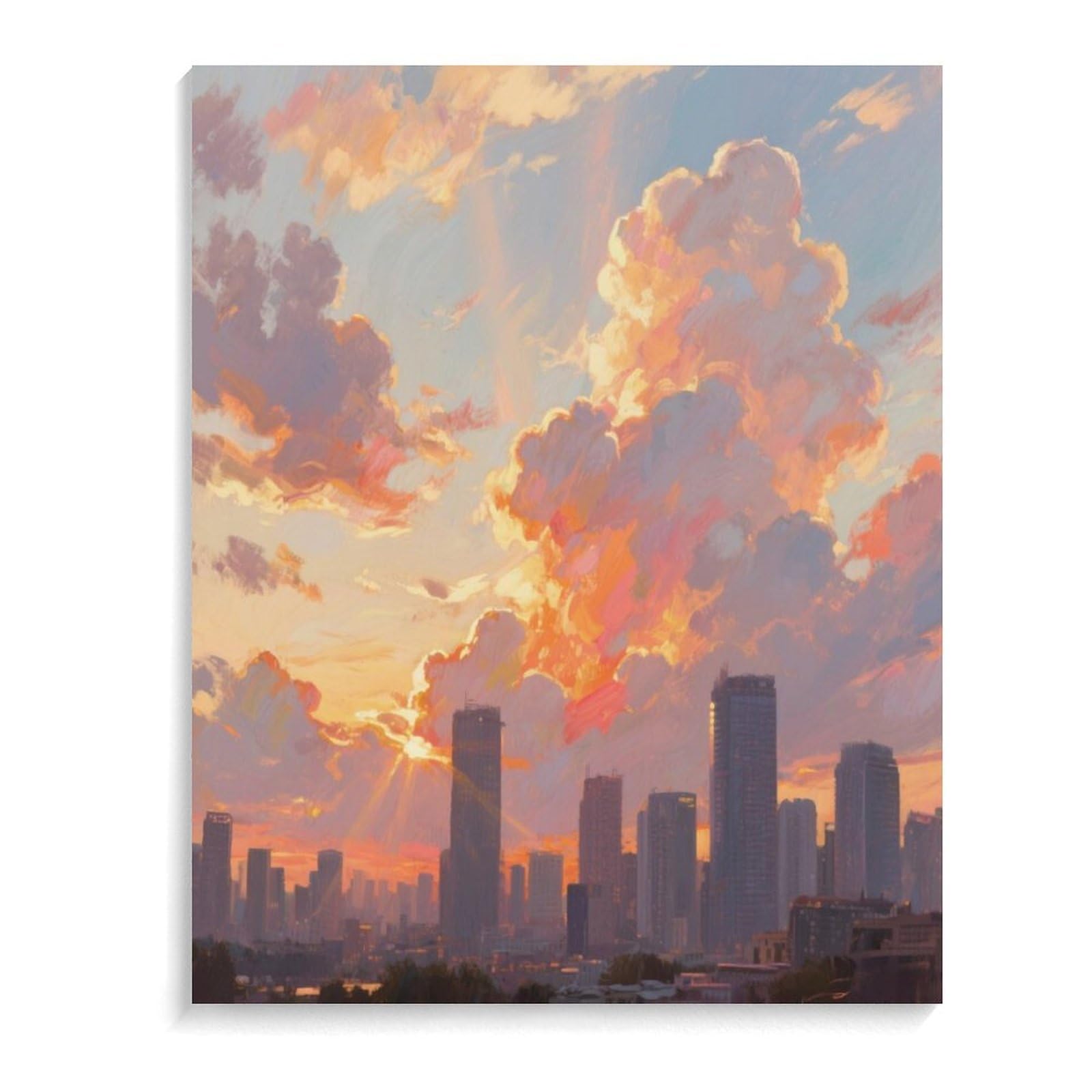 KOAYUBFC Wolken Malen nach Zahlen Kit für Erwachsene Anfänger Erwachsene Malen nach Zahlen Kits auf Leinwand DIY Acryl Ölfarben Malerei mit Pinseln für Geschenk Home Wall Decor