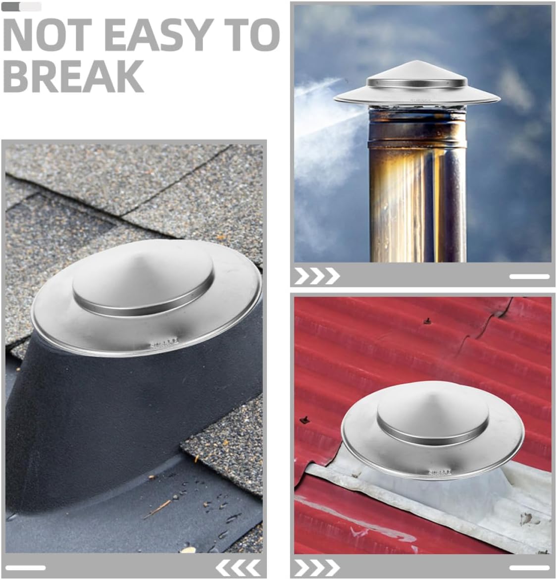 2pcs Stainless Steel Chimney Cap Rainproof Metal Chimney Cover 75mm Pipe Flue Vent Cover for Outdoor Roof Fireplace Tube Protection