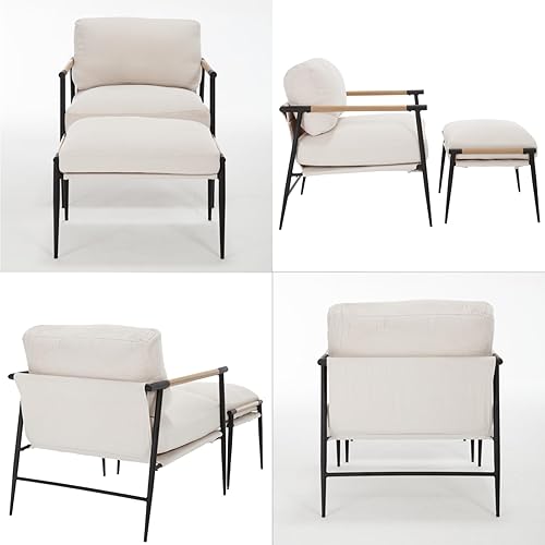 Miniatura 12 de DUOMAY Silla decorativa moderna Mid-Century, cómoda silla de sherpa para sala de estar, dormitorio, oficina, sillón de respaldo medio con patas de