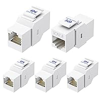 Vista 1 de Cable Matters - Paquete de 5 acopladores Keystone Cat6 de 10 Gbps, RJ45 Keystone Jack/Ethernet hembra a conector modular hembra en blanco para panel