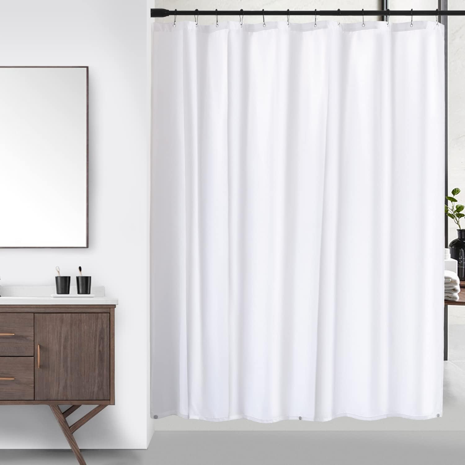 downluxe Waterproof Fabric Shower Curtain Liner - Cloth Shower Liner with 3 Magnets, Shower Curtains for Bathroom, Machine Washable & Hotel Quality, 72" x 72", White : Home & Kitchen