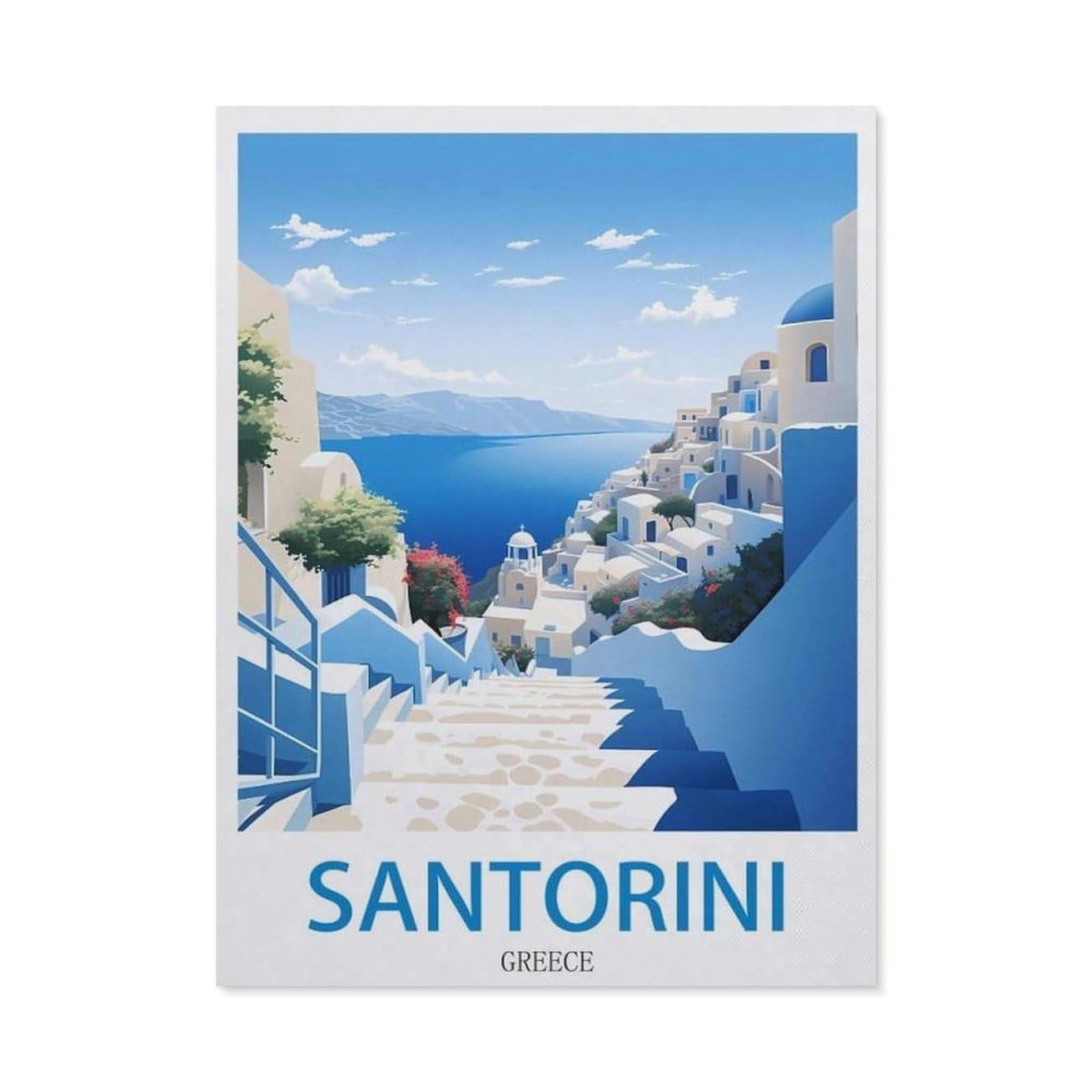 Funny Metal Tin Sign Wall Decor，Santorini Greece，Tin Sign for Office/Home/Classroom Bathroom Decor Gifts Best Farmhouse Decor Gift Ideas for Friends(15x30cm）6x12 inch-EE49