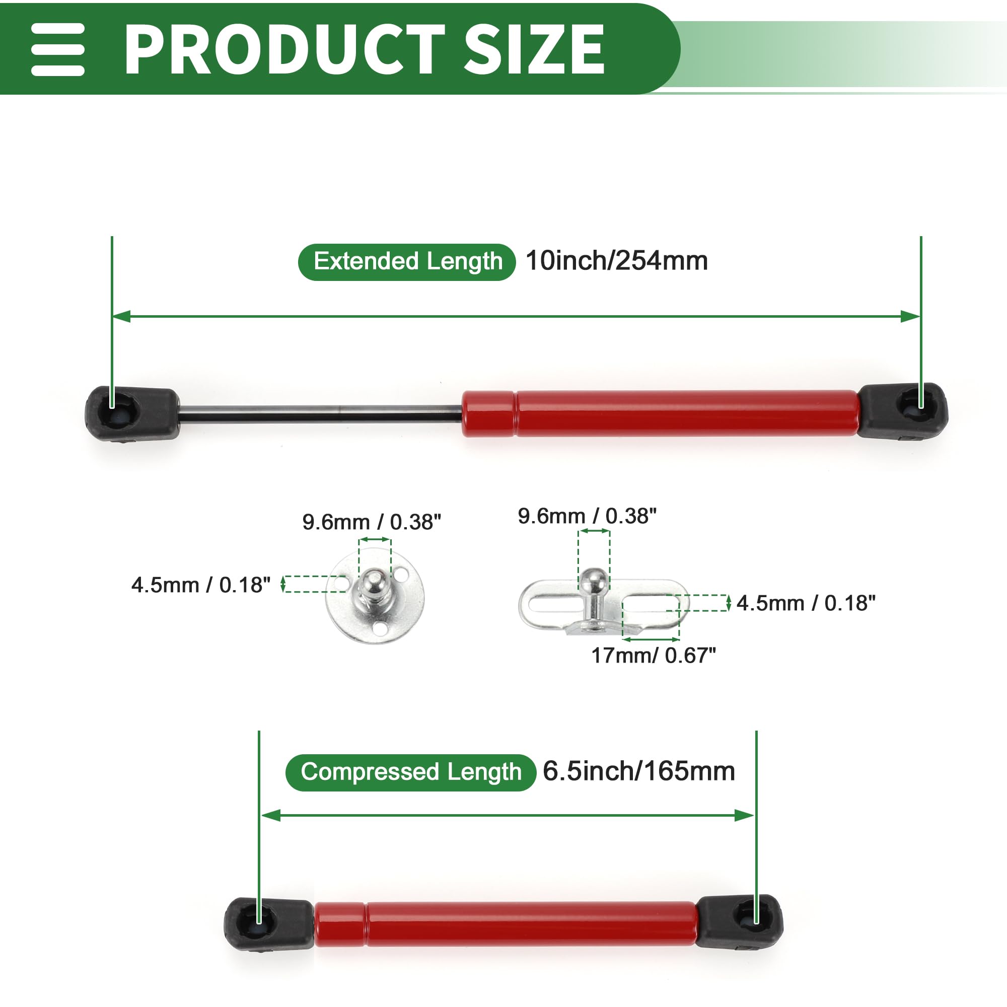 Motoforti Supporti Universali per Sollevamento Ammortizzatori Ammortizzatore di Sollevamento 6 pollici/155 cm 4lb/20N/2kg Acciaio al Carbonio Tono Argento 2 Set