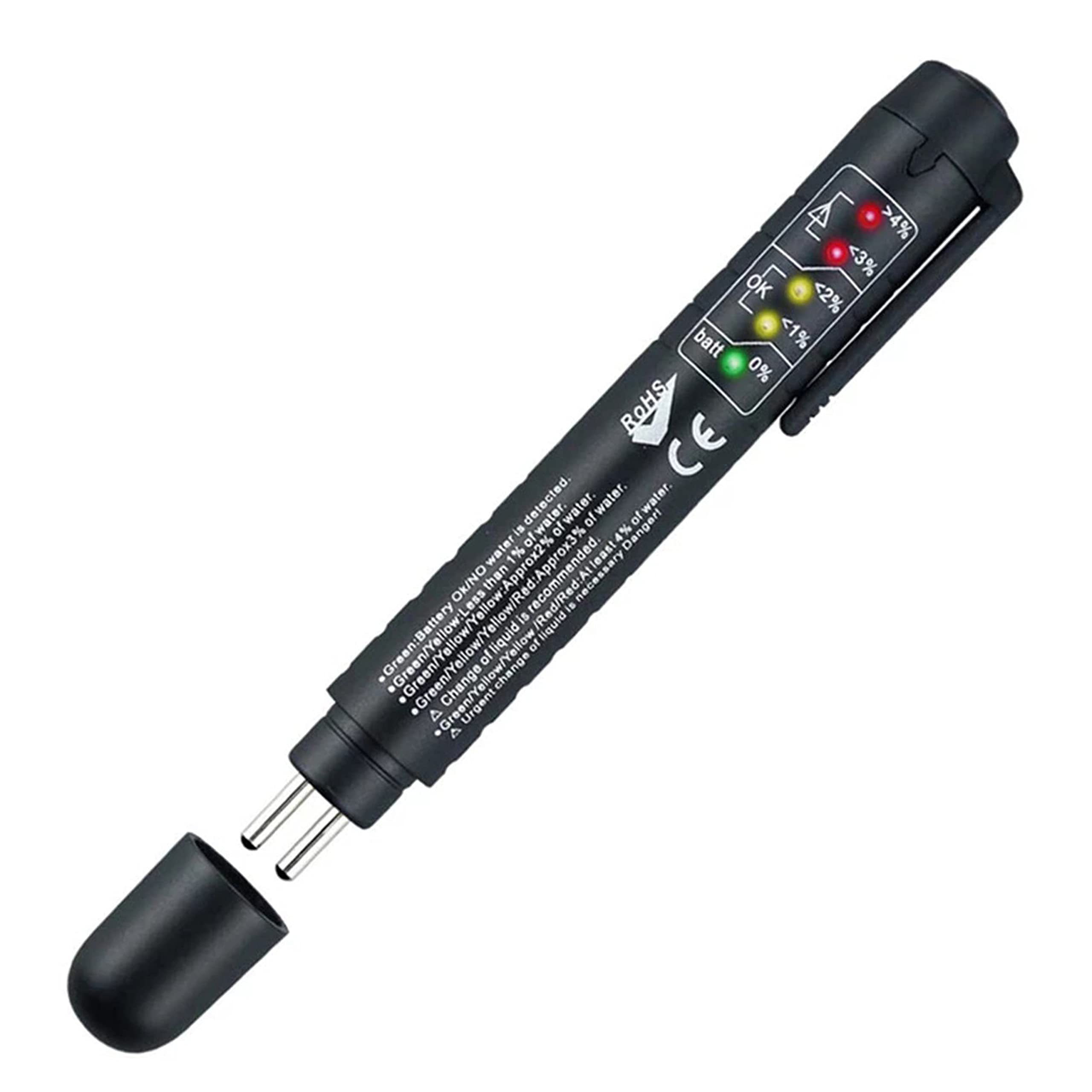 Retoo Tester di qualità del Liquido dei Freni con 5 LED, Indicatore di umidità per Veicoli, Compatibile con DOT3, DOT4, DOT5