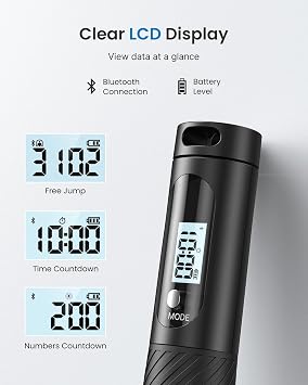 RENPHO Cordless Jump Rope, Weighted Jump Rope with Counter, Jump Ropes for Fitness, Smart Skipping Rope for Crossfit