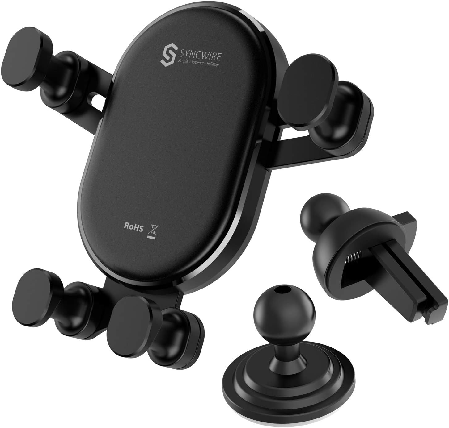 Syncwire 2-in-1 Air Vent Phone Holder, Gravity Automatic Locking Universal Car Cell Phone Mount Compatible iPhone Xs MAX/XS/XR/X/8/8 Plus, Samsung Galaxy S10 Plus/S10/S9/S8/S7/Note Series and More