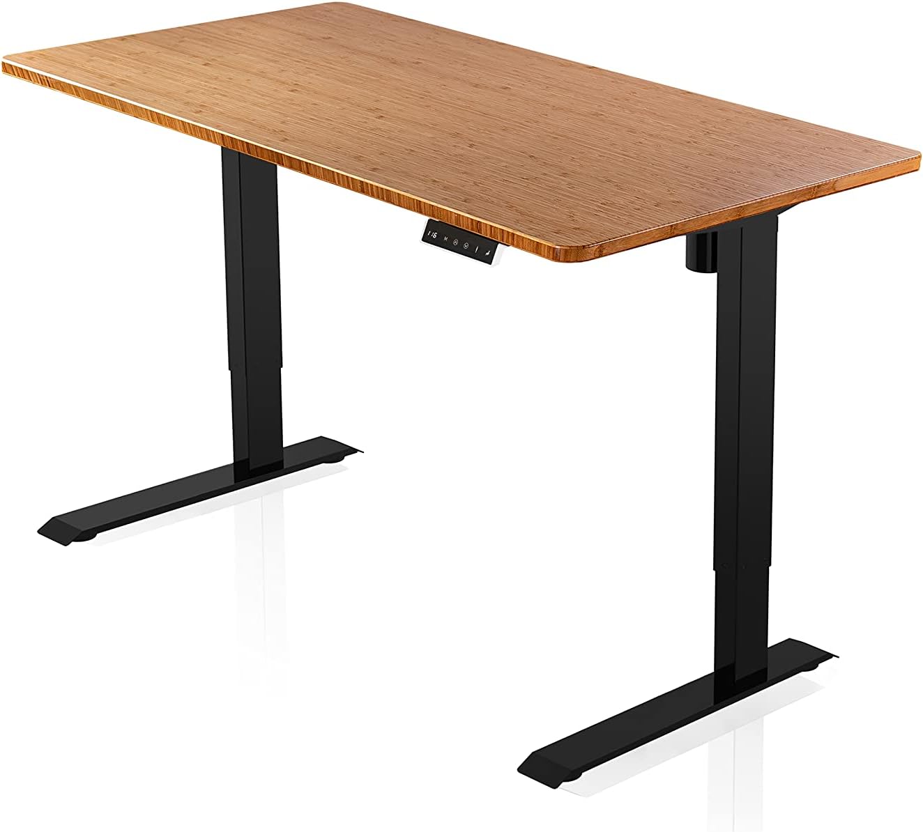 Könighaus - AGIL - Escritorio Ergonómico - Regulable en Altura eléctricamente (Estructura Negra con Tablero de Madera Maciza de bambú) - hasta 5 años de garantía del Fabricante - para Adultos y niños